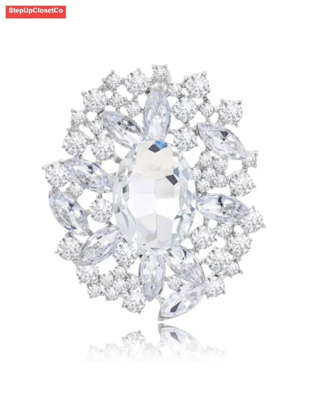 Vintage Austrian Crystal Elegant Flower Brooch for Women Wedding Jewelry